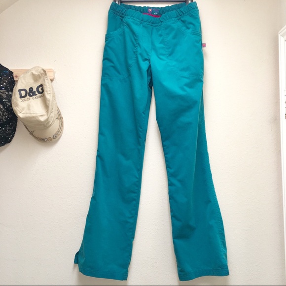 URBANE Ultimate Scrub Pants Teal XSM Elastic & Tie - Picture 4 of 8